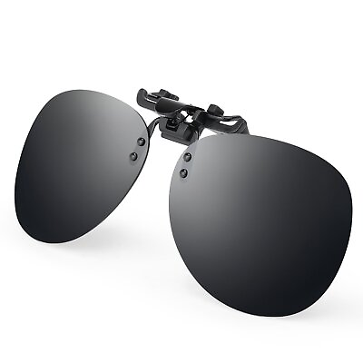 #ad Dark Aviator Sunglasses Lens Polarized Clip on Flip up Sun Shades Glasses Cover