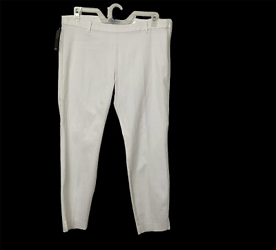 #ad Hamp;M Cream Size 14 Side Zip Bottom Side Slit Super Stretch Trouser Casual Pants