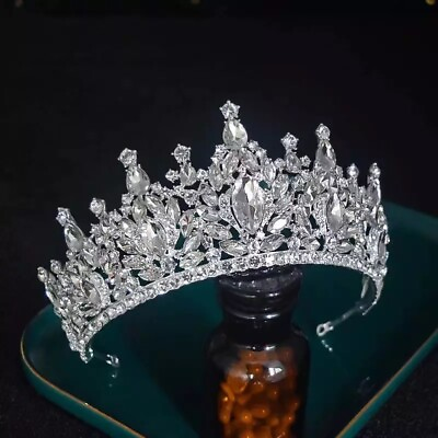 #ad Tiara Crown for Women Crystal Queen Pageant Big Rhinestone Princess Bridal Tiara