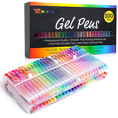 #ad 100 PCS Gel Pens Metallic Neon Glitter Pastel High Quality with Fine Points