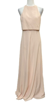 #ad Jill Stuart Women#x27;s Prom Evening Dress Sleeveless Size 6 Nude Pink Length 63quot;