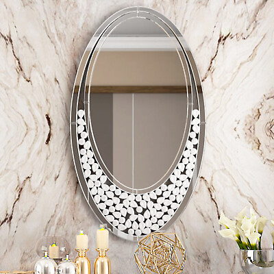 #ad Wisfor Wall Art Shinym Mirror WaterDrop Shape Silver Vanity Mirror Bedroom Decor