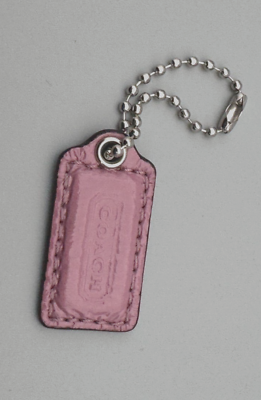 #ad Coach Mini Hangtag Charm Replacement Necklace Pendant Shiny Patent Pink Leather