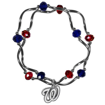 #ad Washington Nationals Crystal Beads Bracelet Licensed MLB Baseball Jewelry