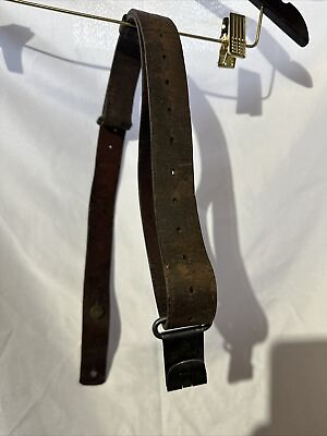 #ad Swedish brown Leather Military Rifle Sling With Quick Detach Clip Mauser M96 M38