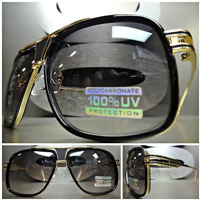 #ad Men#x27;s or Women CLASSIC VINTAGE RETRO Style SUN GLASSES SHADES Gold amp; Black Frame $14.99
