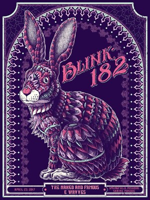 #ad BLINK 182 2017 SPRINGFIELD MO RABBIT POSTER LIMITED ED OF 50 BIOWORKZ MINT