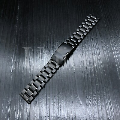 #ad Steel Metal Bracelet Replacement Watch Band Strap PVD Black Push Button 18 26mm