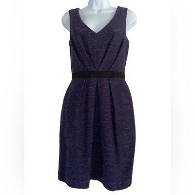 #ad Shoshanna Purple Tweed Sleeveless Retro Dress size 6