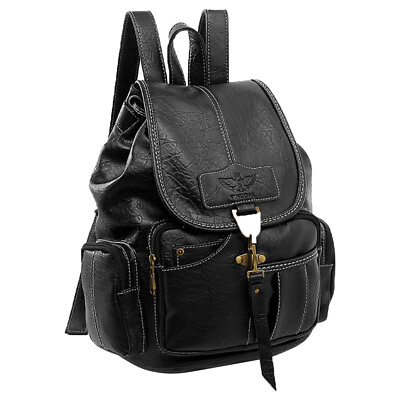 #ad Women Vintage Style Leather Backpack School Travel Shoulder Bag Purse Handbag
