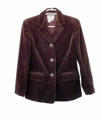 #ad TALBOTS PETITES vintage velvet blazer jacket size 2P brown