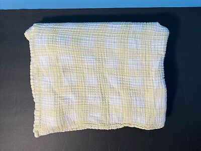 #ad Cloud Island Baby Blanket White Yellow Gingham Squares Stripes Muslin Swaddle