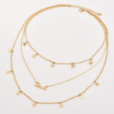 #ad Women#x27;s 1pc Chain Necklace Stylish Star Pendant Multilayer Design