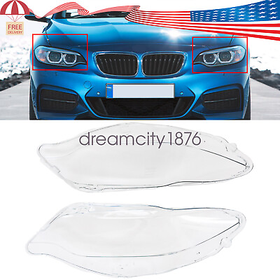 #ad For BMW 2 Series F22 F23 2014 2021 LeftRight Headlight Lens Headlamp Cover