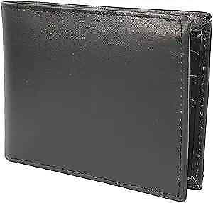 #ad Durable Bifold Mens Leather Wallet Functional Black Plain Leather Wallet
