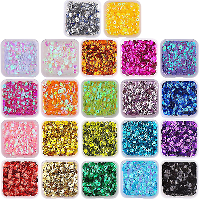 #ad DIYASY 8800 Pcs 6MM Bulk Loose Sequins 22 Colors Round Embroidery Sequins Cup C