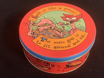 #ad Hallmark Shoebox “Life is like a Picinc.. the Goal is to Eat” Round Tin