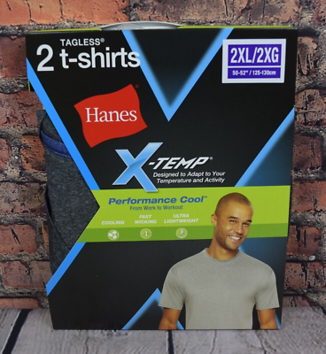 #ad Hanes X Temp Tagless Short sleeve Performance Cool T Shirt 2XL 2 Pack Gray