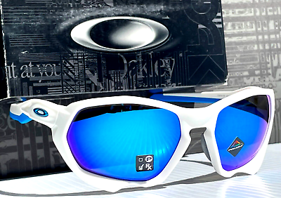 #ad NEW Oakley PLAZMA Matte White PRIZM Sapphire Lens Sunglass 9019 10