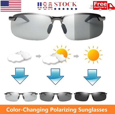 #ad 2x Color Changing Polarizing Sunglasses Unisex Day and Night Safety Glasses USA