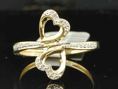#ad 2.00 Ct Round Cut Simulated Diamond Promise Heart Ring 14K Yellow Gold Plated