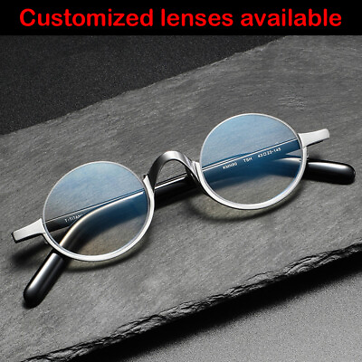 #ad Round Half Frame Titanium Acetate Eyeglass Frames 46mm Glasses Frame Demo Lens