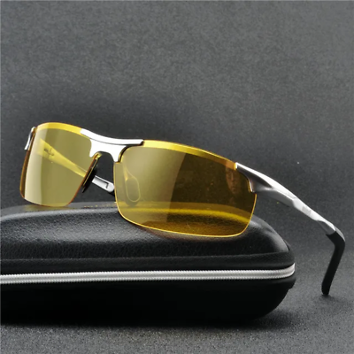 #ad MINCL2019 Aluminum Magnesium Men Sunglasses Polarized Driving Night Vision Goggl