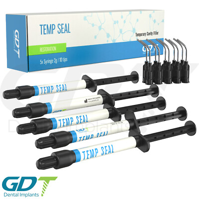 #ad Temp Seal Light Cured Temporary Dental Cavity Filler Flow Cavity 5 Syringes 2g
