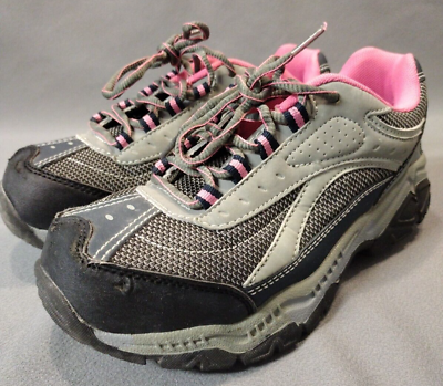 #ad Brahma Sarah ST Gray Pink Steel Toe Women#x27;s Size 6 Leather Mesh Work Shoes
