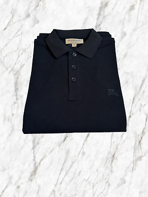 #ad Burberry Short Sleeve Men#x27;s Solid Check Polo Shirt Black