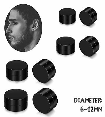 #ad Men#x27;s Punk Stainless Steel Magnetic Non piercing Clip Fake Cheater Stud Earrings