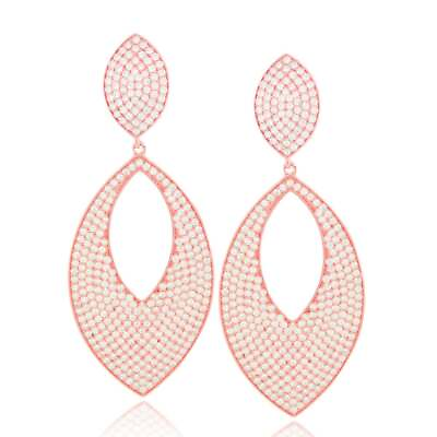 #ad Suzy Levian Rose Cubic Zirconia Sterling Silver Diamond Shape Drop earrings