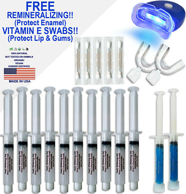 #ad 44% Dental Teeth Whitening Kit Professional System 10 Oral Gel 1 Light USA