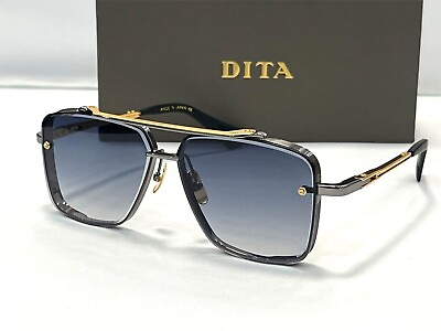 #ad Dita Mach Six DT DTS121 62 05 Black Gold Metal Sunglasses Grey Gradient Lens