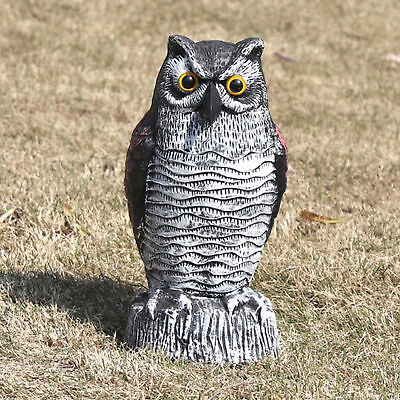 #ad Owl Decoy W Rotating Head Natural Enemy Scarecrow Fake Owl To Scare Birds Away