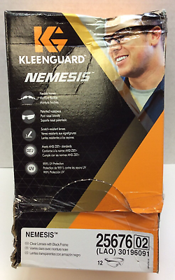 #ad 12 Pack Kleenguard Nemesis Safety Glasses Clear Lenses Black Frame 25676 New