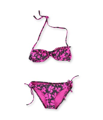#ad Raisins Womens Hollywood U Wire Side Tie 2 Piece Bikini Pink Small