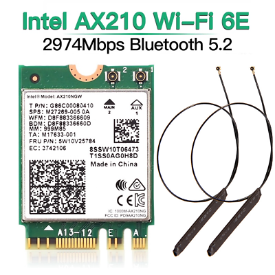 #ad Intel Wifi 6 Card AX200 AX210 M.2 Network Adapter WiFi Antenna AX200NGW AX210NGW