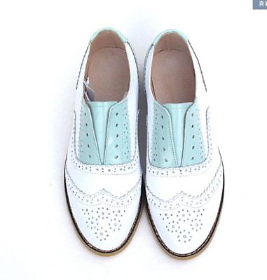#ad New Women Brogue Carved Lace Up Shoes Oxfords Round Toe Hollow Out Colorful