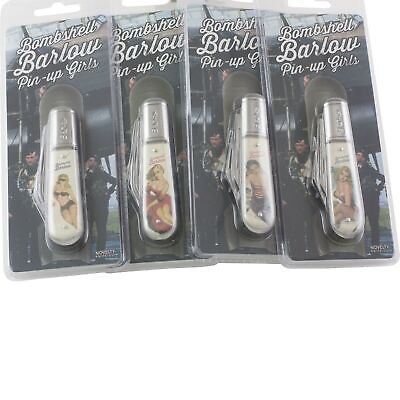 #ad Bombshell Girl Art Barlow 2 Blade Novelty Pocket Knife Set of 4 Retro Women