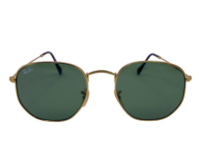 #ad Ray Ban Sunglasses RB3548N Hexagonal Flat Gold Frame Green Classic Lenses 54mm