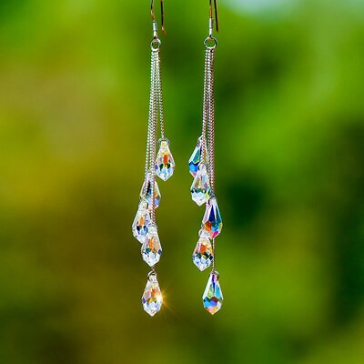 #ad Fashion Waterdrop Tassel Crystal Ear Earrings Hook Drop Dangle Women Jewellery