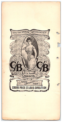 #ad St. Louis World#x27;s Fair Exposition Victorian fashion Corset C B 6x12quot; Framable