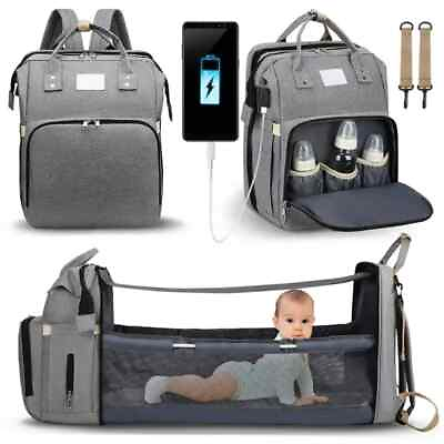 #ad Waterproof 3 in 1 Baby Diaper Bag Backpack with Bassinet Changing Station Travel