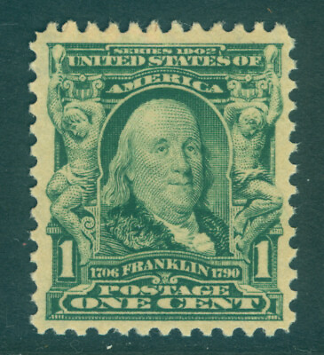 #ad US 1903 Franklin 1c blue green Scott 300 mint MNH XF SUP