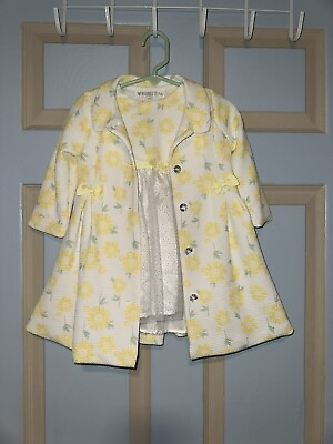 #ad Nannette Baby Dress. 2 Pieces Set White Daisy. 18 Months Diamond Buttons.