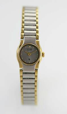 #ad Citizen Gray Womens Stainless Silver Gold Quartz Battery Water Resistant Watch