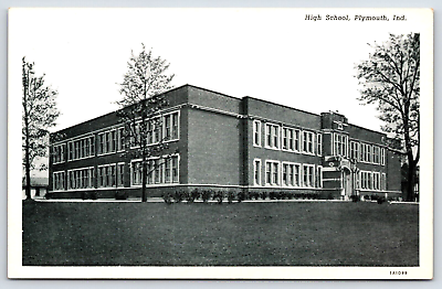 #ad Original Old Vintage Antique Postcard Picture High School Plymouth Indiana
