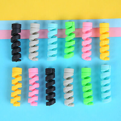 #ad 10pcs Cable Protector Wearproof Soft Silicone Spiral Design Cord Protector $8.15