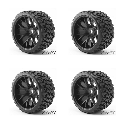 #ad Sweep Racing SRC1002B Monster Truck Terrain Crusher Belted tire on Black 4pc